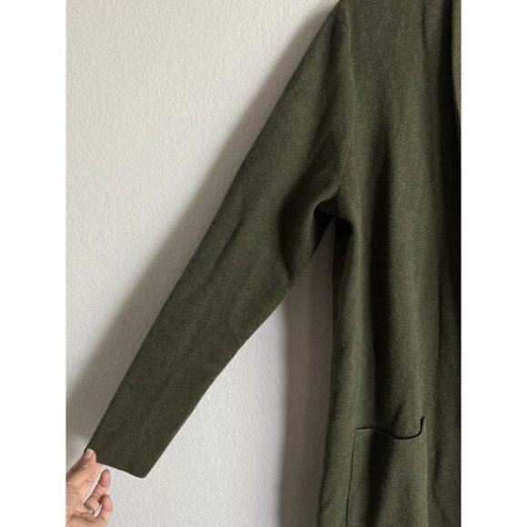 J.Crew Women Large Chelsea Sweater Blazer Shawl Collar Open Front Olive Cardigan - Picture 6 of 10